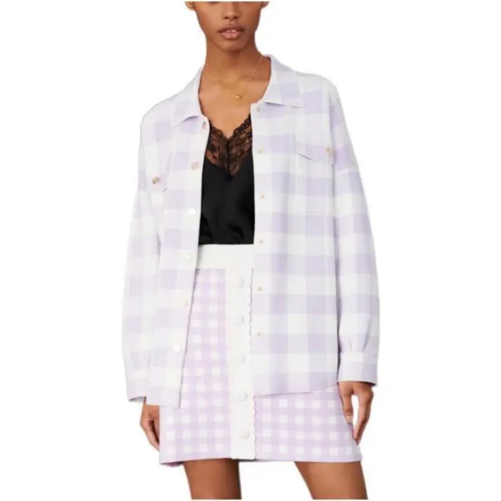Maje Knit Plaid Sweater